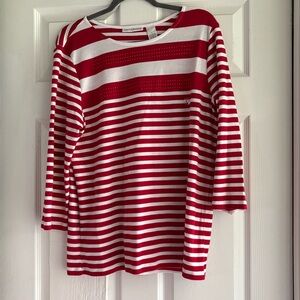 Red and White Striped Top